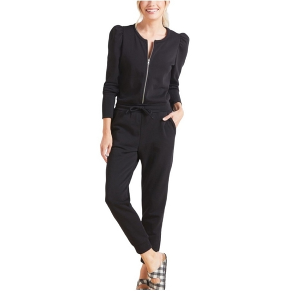 New Chaser Puff Sleeve Zip Up Drawstring Sweatsuit Jogger Jumpsuit - Picture 1 of 14